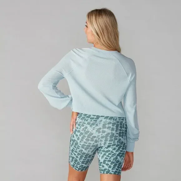 $65 TAVI Renew Waffle Knit Crop Long Sleeve Sage - Picture 2 of 3